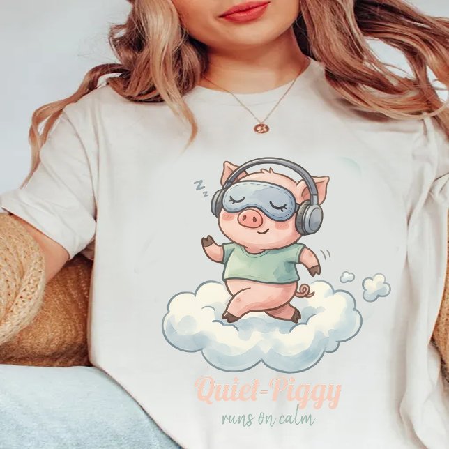 Quiet-Piggy Runs on Calm,Funny piggy Tri-Blend Shirt (Creator Uploaded)