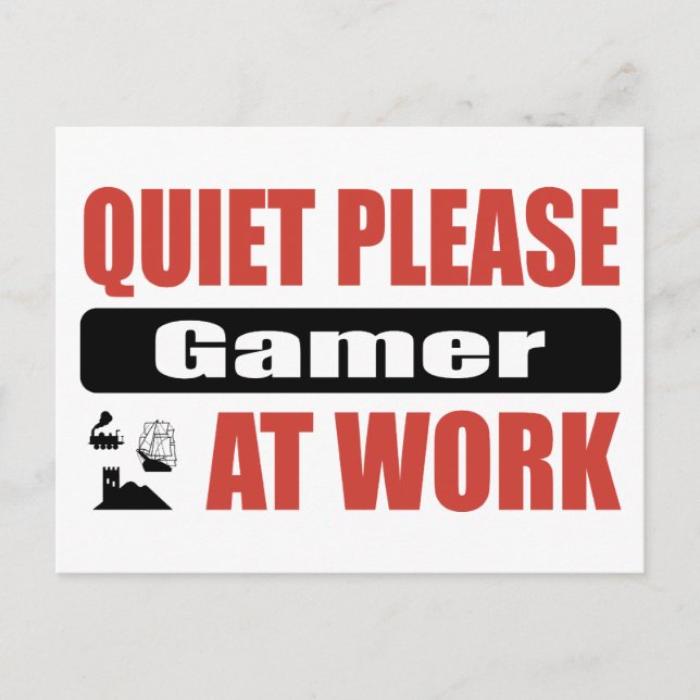 Quiet Please Gamer At Work Postcard (Front)