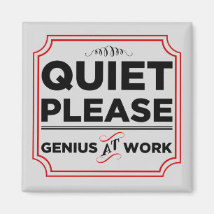 Quiet Please Genius At Work Magnet
