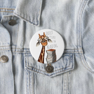 Quiet Please I'm Reading - Giraffe Badge