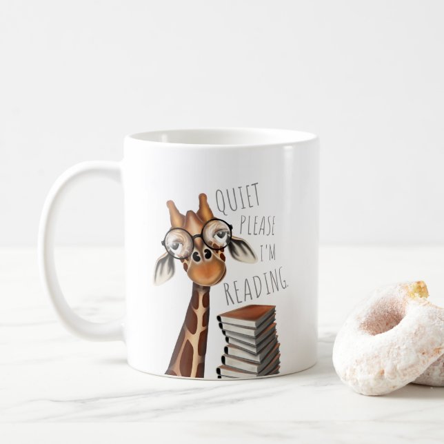 Quiet Please I'm Reading - Giraffe Mug (With Donut)