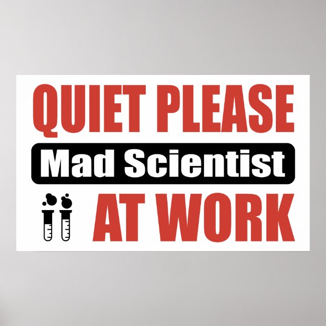 Quiet Please Mad Scientist At Work Poster (Front)