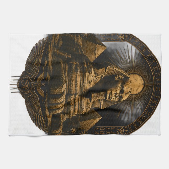 Quiet Power | Great Sphinx Egypt Design Tea Towel (Horizontal)