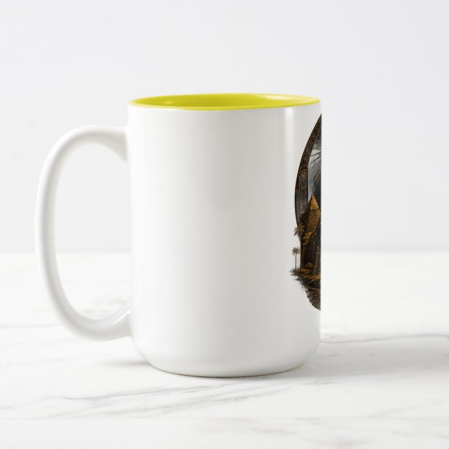 Quiet Power | Great Sphinx Egypt Design Two-Tone Coffee Mug (Left)