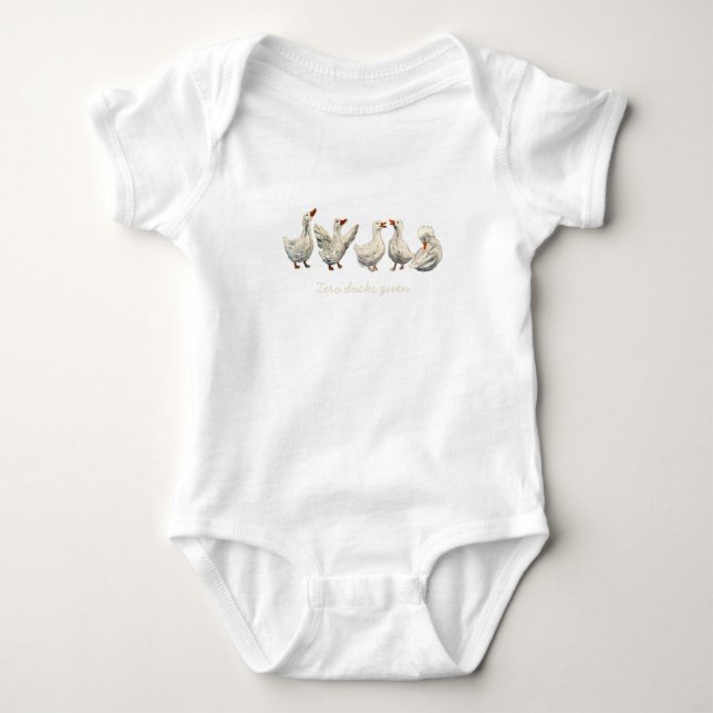 Quiet Quack: White Duck Starry Night Goose Baby Bodysuit (Front)