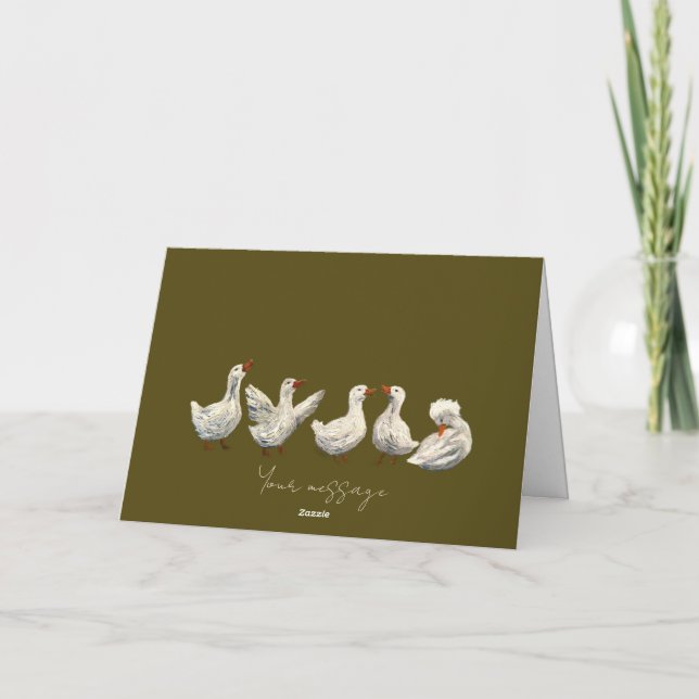 Quiet Quack: White Duck Starry Night Goose Card (Back)