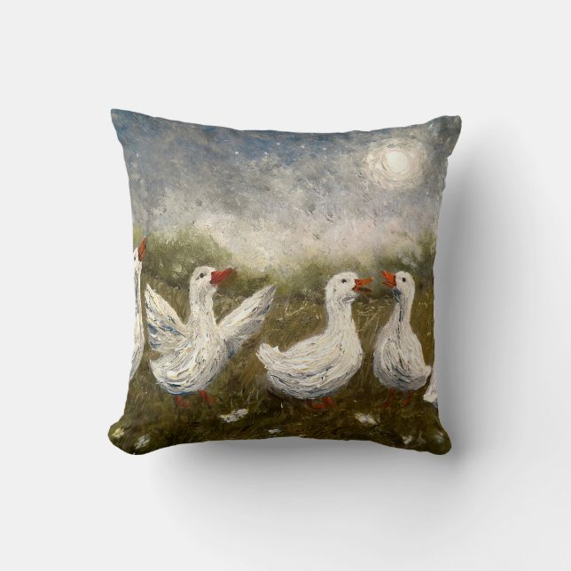 Quiet Quack: White Duck Starry Night Goose Cushion (Front)