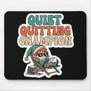 Quiet Quitting Elf Funny Office Humor Dark Mode Mouse Pad