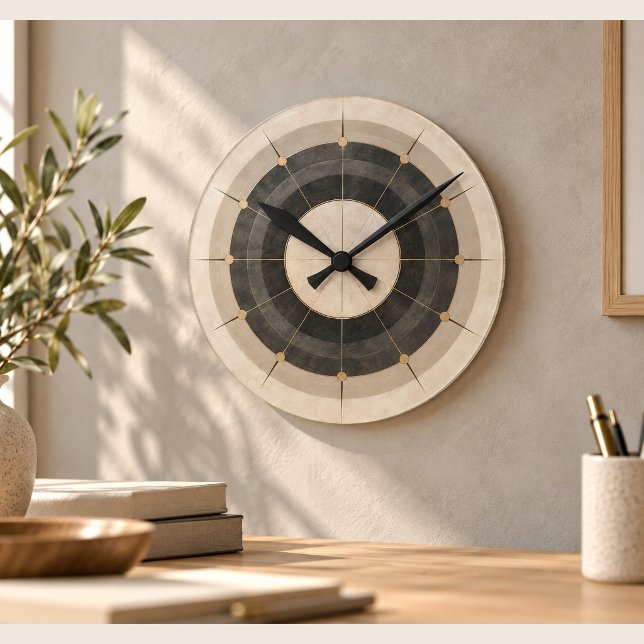 Quiet Radius Wall Clock (8 inch acrylic clock, black hands. Metal effect is printed, not real metal. Scene props not included.)