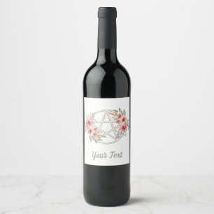 Quiet Sage Floral Pentacle Wine Label