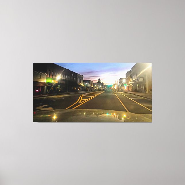 Quiet Small Town Street at sunset Canvas Print (Front)