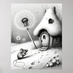 🐭 Quiet Snow Cottage Wonder ❄️🏡 Poster