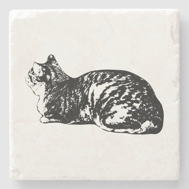 Quiet Tabby, Small Pause Stone Coaster (Front)