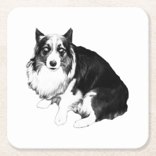 Quiet Table, Calm Corgi Square Paper Coaster