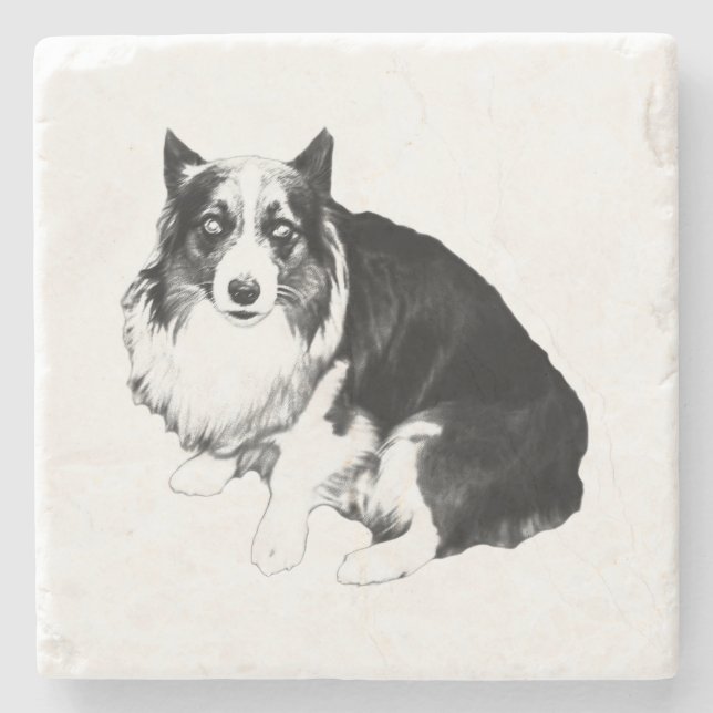 Quiet Table, Calm Corgi Stone Coaster (Front)