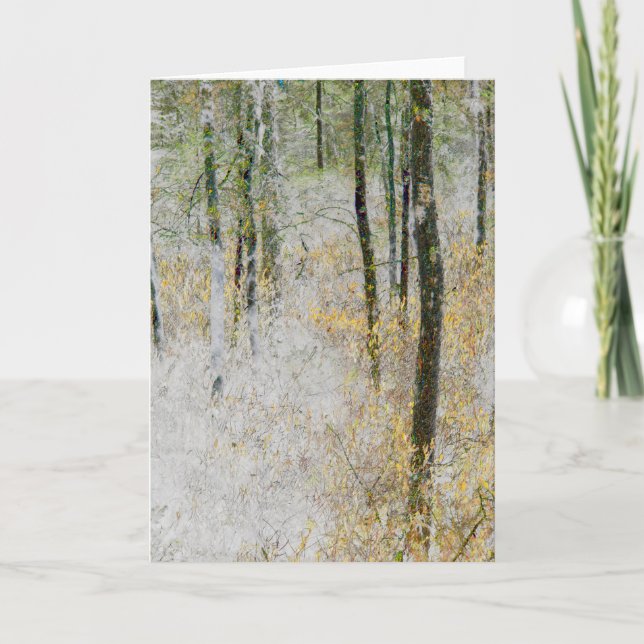"Quiet" - Transformed photo of trees in a forest Card (Front)