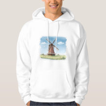 Quiet Windmill in the Fields – Soft Watercolor Lan