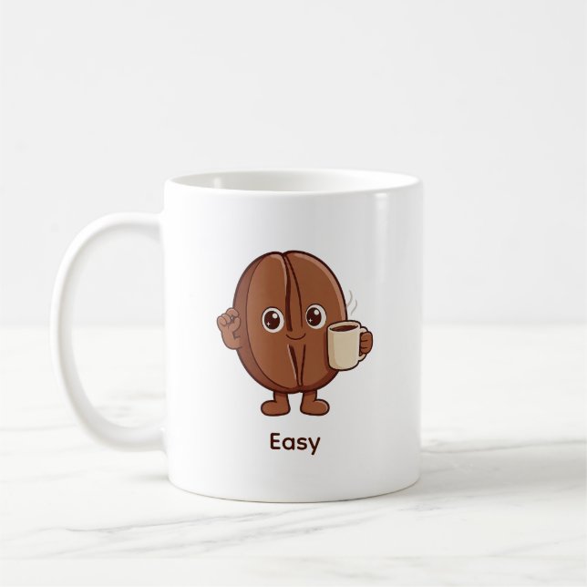 Quietly Confident Coffee Bean Character Mug (Left)