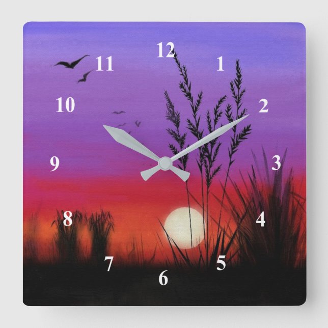 Quietly - Watercolor Square Wall Clock (Front)