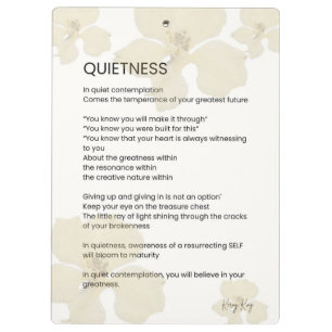 Quietness Inspirational Written Word Poem  Clipboard