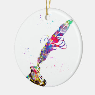 Quill and Ink Ceramic Tree Decoration