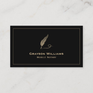Quill Mobile Notary Black Gold QR Code Business Card