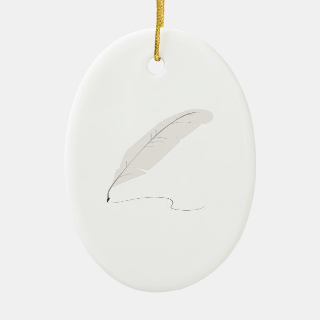 Quill Pen Ceramic Tree Decoration (Front)