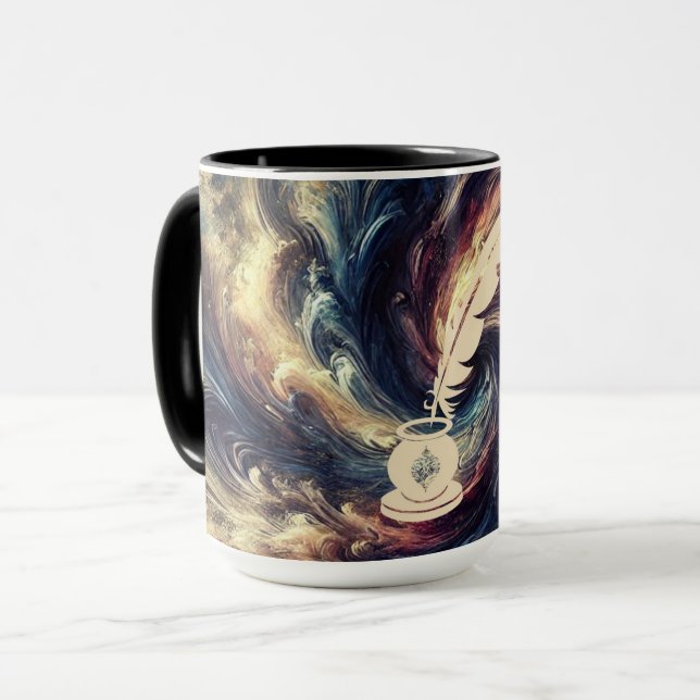 Quill Pen Modern Abstract Art Mug (Front Left)