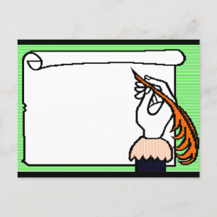 Quill, writing instrument postcard