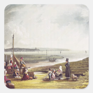 Quillebeuf, from 'Views on the Seine', engraved by Square Sticker