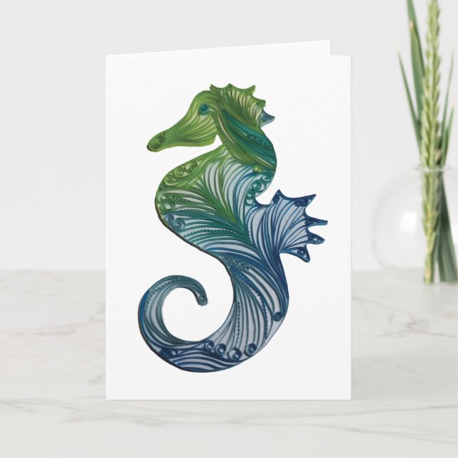 Quilled Seahorse greeting card (Front)