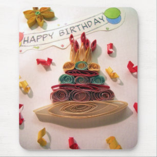 Quilling Birthday Cake Mouse Pad