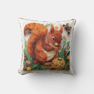 Quilling Effect Red Squirrel in Autumn Cushion