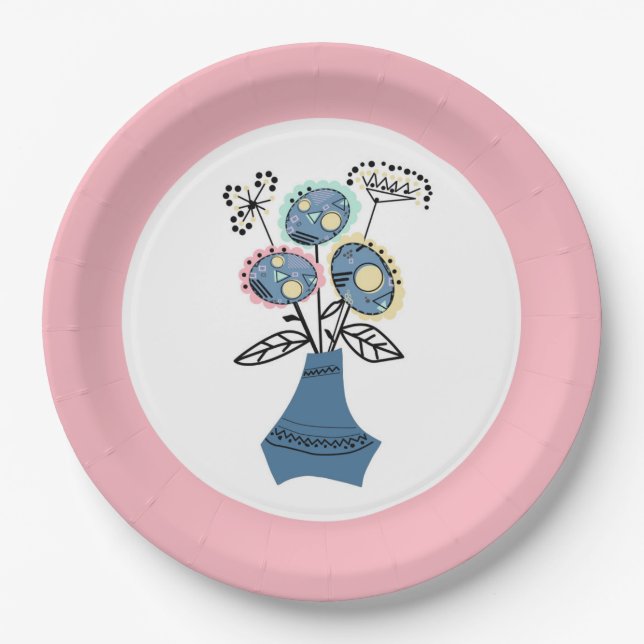 Quilling, flowers in vase paper plate (Front)