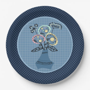 Quilling, flowers in vase paper plate