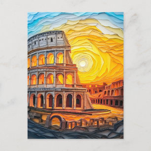 Quilling Sunset at the Colosseum in Rome Postcard