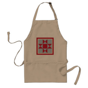 Quilt Apron - Ohio Star (scarlet/grey)