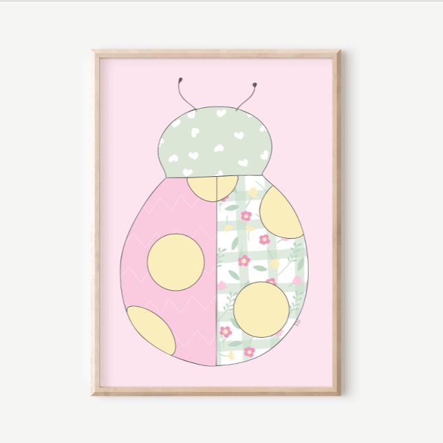 Quilt Art Print Set: Ladybug on Pink Background (Creator Uploaded)