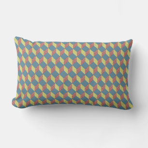 Quilt Baby Block Pattern in Retro Colours Lumbar Cushion