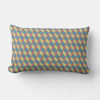 Quilt Baby Block Pattern in Retro Colours Lumbar Cushion