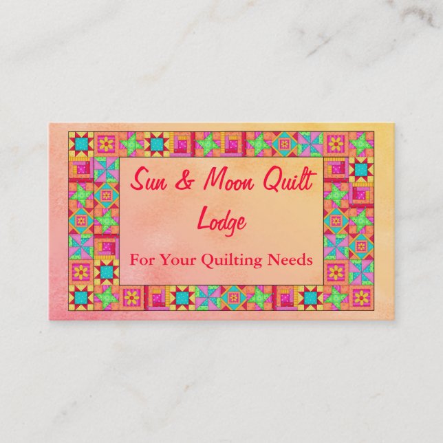Quilt Block Art Patchwork Border Promotion Business Card (Front)