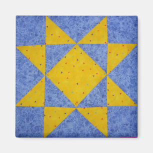 Quilt Block Magnet Star Blue
