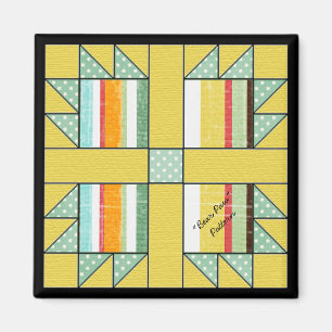 Quilt Block Pattern "Bear Paw" Square Magnet