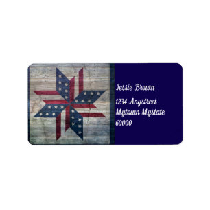 Quilt block pattern star patriotic rustic  label