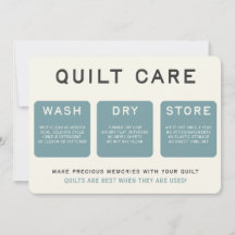 Quilt Care Card - Vintage Blue Design
