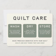 Quilt Care Card - Vintage Inspired Text