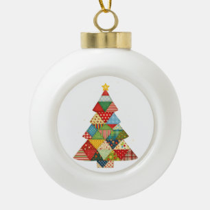 Quilt Christmas Tree Festive Quilt Lovers  Ceramic Ball Christmas Ornament