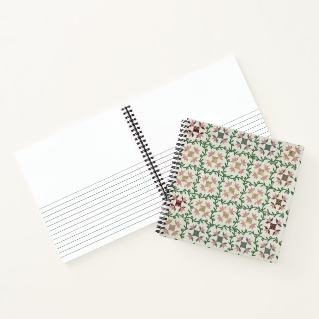 Quilt cover in pink and green notebook (Inside)