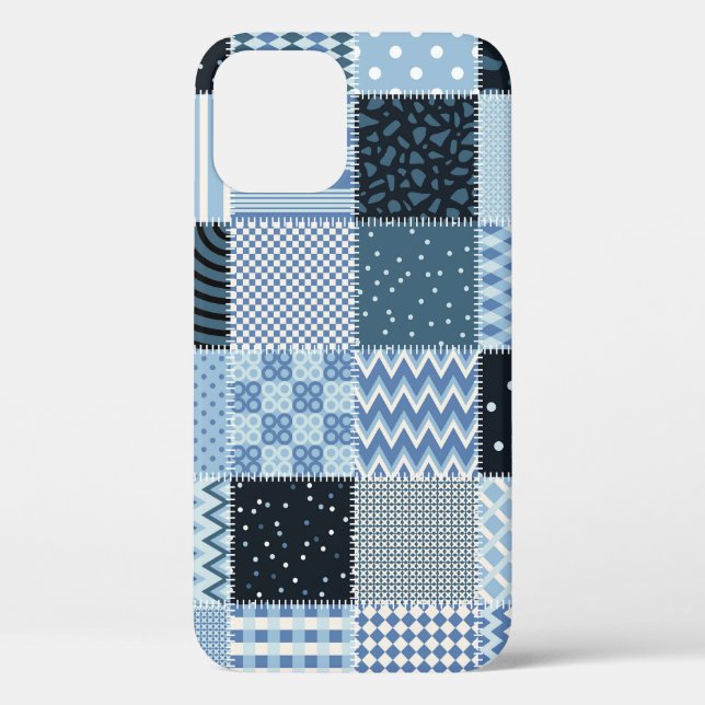 Quilt design, geometric patchwork, blue tones. Case-Mate iPhone case (Back)