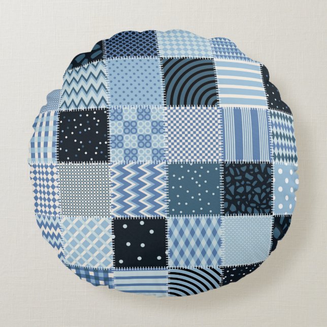 Quilt design. Seamless patchwork pattern from stit Round Cushion (Front)